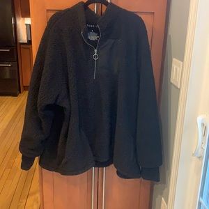 Black Sherpa half zip active pullover